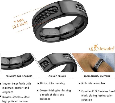 555Jewelry Stainless Steel Double Twisted Cable Rows Inlay Ring, Wedding Band for Men in Saudi Arabia