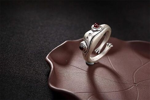 tenghong2021 Frog Open Rings Set Vintage Adjustable Alloy Animal Finger Rings Cute Silver Frog with Red Eyes Rings Dainty Jewelry Gifts for Birthday Valentine’s Day for Women Men in Saudi Arabia