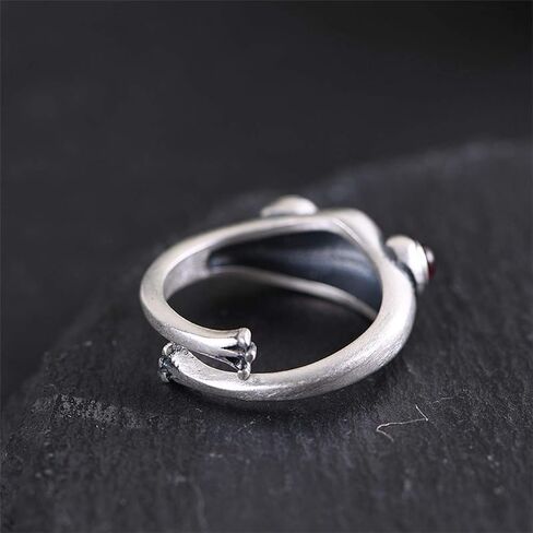 tenghong2021 Frog Open Rings Set Vintage Adjustable Alloy Animal Finger Rings Cute Silver Frog with Red Eyes Rings Dainty Jewelry Gifts for Birthday Valentine’s Day for Women Men in Saudi Arabia