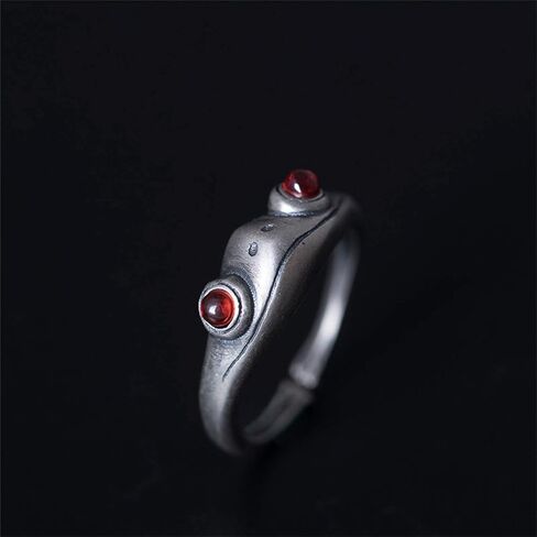 tenghong2021 Frog Open Rings Set Vintage Adjustable Alloy Animal Finger Rings Cute Silver Frog with Red Eyes Rings Dainty Jewelry Gifts for Birthday Valentine’s Day for Women Men in Saudi Arabia