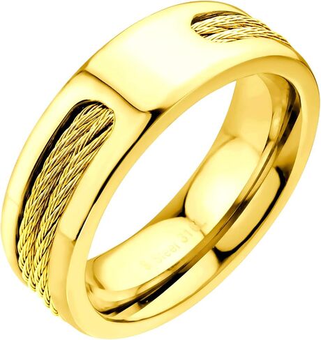 555Jewelry Stainless Steel Double Twisted Cable Rows Inlay Ring, Wedding Band for Men in Saudi Arabia