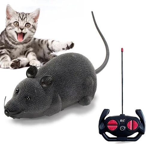 Remote Control Fake Rat Toy - Realistic Mouse Cat Toy Mice RC Toy Chasing Prank Joke Scary Trick Rats for Cat Funny Toy (Black) in Saudi Arabia