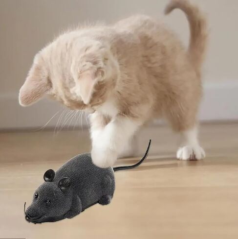 Remote Control Fake Rat Toy - Realistic Mouse Cat Toy Mice RC Toy Chasing Prank Joke Scary Trick Rats for Cat Funny Toy (Black) in Saudi Arabia
