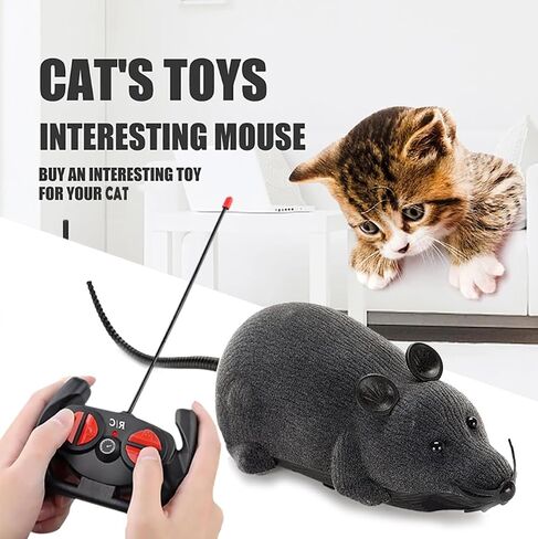 Remote Control Fake Rat Toy - Realistic Mouse Cat Toy Mice RC Toy Chasing Prank Joke Scary Trick Rats for Cat Funny Toy (Black) in Saudi Arabia