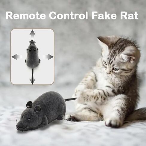 Remote Control Fake Rat Toy - Realistic Mouse Cat Toy Mice RC Toy Chasing Prank Joke Scary Trick Rats for Cat Funny Toy (Black) in Saudi Arabia