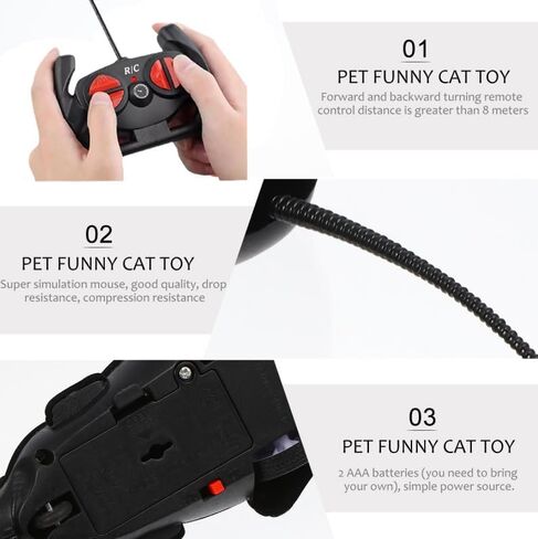 Remote Control Fake Rat Toy - Realistic Mouse Cat Toy Mice RC Toy Chasing Prank Joke Scary Trick Rats for Cat Funny Toy (Black) in Saudi Arabia