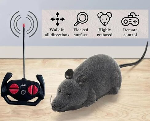 Remote Control Fake Rat Toy - Realistic Mouse Cat Toy Mice RC Toy Chasing Prank Joke Scary Trick Rats for Cat Funny Toy (Black) in Saudi Arabia
