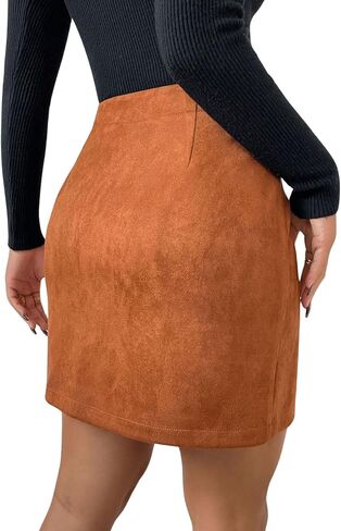 OYOANGLE Women's High Waist Skirt Spring and Fall Zipper Up Solid Casual Short Skirts in Saudi Arabia
