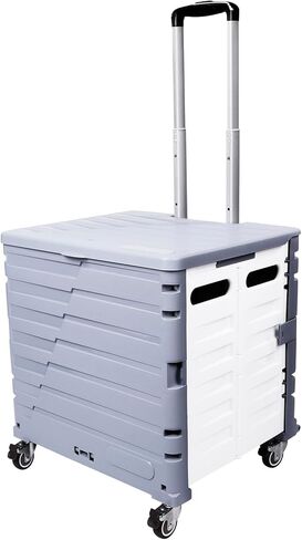 عربة أدوات قابلة للطي، عربة يدوية ذات قفص دوار مع 4 عجلات دوارة ومقابض تلسكوبية، سعة كبيرة 60 لتر للتسوق والسفر والتخزين والمعلم (أزرق) in Kuwait