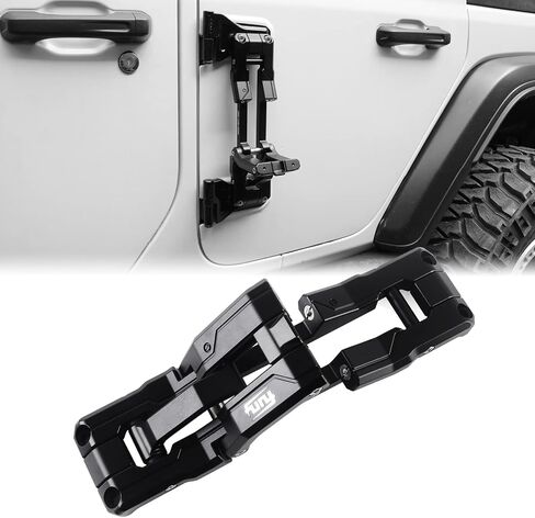 Maiker Door Hinge Step Aluminum Folding Foot Pedal Compatible with Jeep Wrangler 2007-2018 JK JKU, 2018-2020 JL JLU 1PC, Black in Saudi Arabia