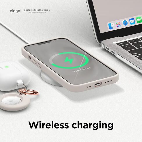 Elago متوافق مع حافظة iPhone 13، حافظة من السيليكون السائل، غطاء واقي لكاميرا كامل الشاشة، مقاوم للصدمات، حافظة هاتف نحيفة، بطانة ناعمة من الألياف الدقيقة مضادة للخدش، 6.1 بوصة (حجري) in Kuwait