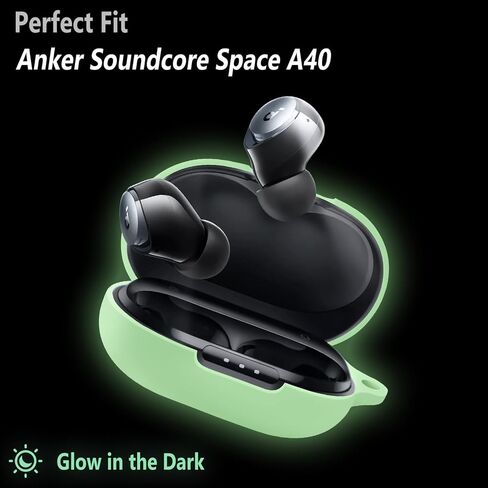 حافظة سيليكون Geiomoo متوافقة مع Anker Soundcore Space A40، غطاء واقي مزود بحلقة تسلق (أخضر مضيء) in Kuwait