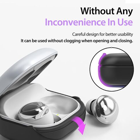 araree Bean Soft and Flexible Shockproof Silicone Cover for Samsung Galaxy Buds FE Case (2023) / Galaxy Buds 2 Pro (2022) / Galaxy Buds 2 / Buds Pro (2021) / Buds Live (2020) with Keychain (Black) in Saudi Arabia