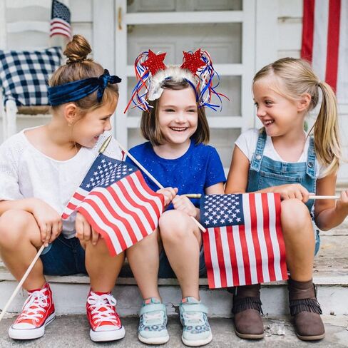 Needzo Fourth of July Red, White, and Blue Star Headband with White Faux Fur, Festive Holiday Party Accessory or Gift, One Size Fits Most in Saudi Arabia