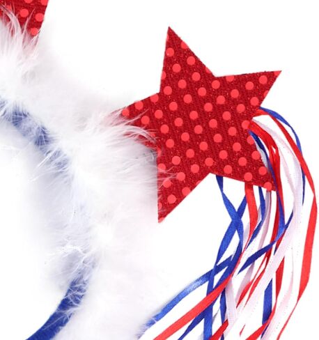 Needzo Fourth of July Red, White, and Blue Star Headband with White Faux Fur, Festive Holiday Party Accessory or Gift, One Size Fits Most in Saudi Arabia
