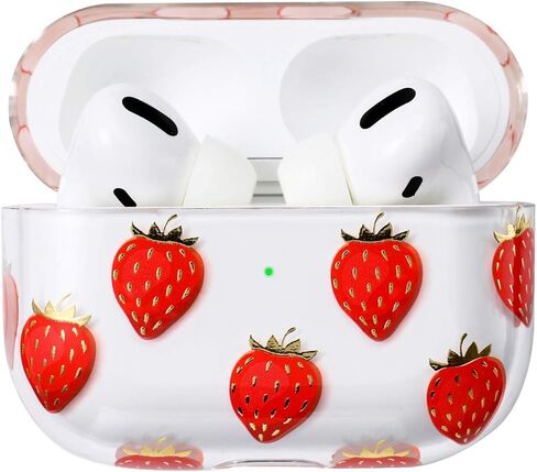 غطاء حافظة Apple Airpods Pro للنساء، متوافق مع حافظة Apple Airpods Pro شفاف مع أنماط تصميمات صلبة مضادة للصدمات من البولي كربونات [مصباح LED أمامي مرئي] واقي كامل مضاد للسقوط، كرزي in Kuwait