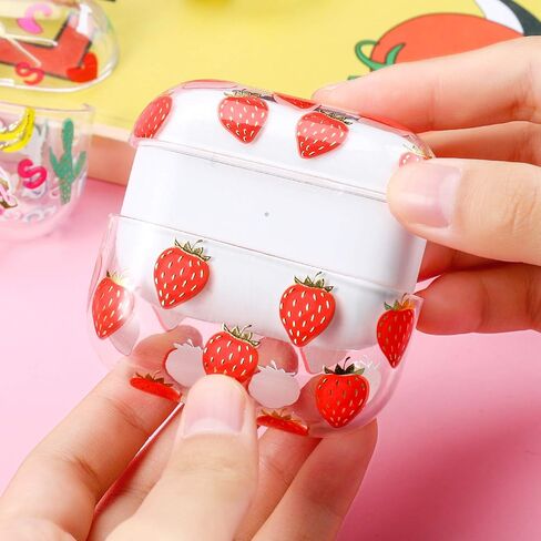 غطاء حافظة Apple Airpods Pro للنساء، متوافق مع حافظة Apple Airpods Pro شفاف مع أنماط تصميمات صلبة مضادة للصدمات من البولي كربونات [مصباح LED أمامي مرئي] واقي كامل مضاد للسقوط، كرزي in Kuwait