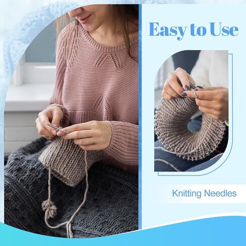 Katech Knitting Needles Set, 11 Pairs Circular Knitting Needles (31.5 Inch) and 35 Pcs Double Pointed Knitting Needles (7.87 Inch) Round Metal Knitting Needles for Beginners (Stitches Won't Slip Off) in Saudi Arabia