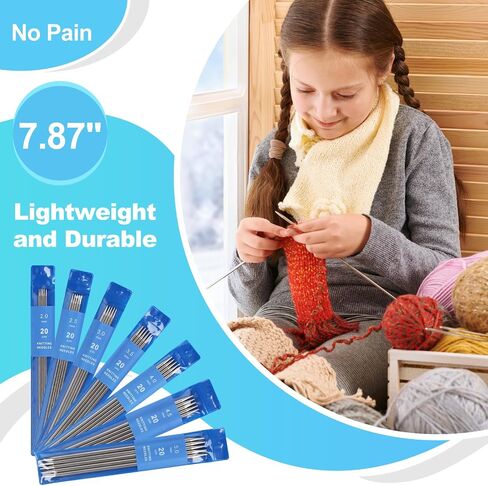 Katech Knitting Needles Set, 11 Pairs Circular Knitting Needles (31.5 Inch) and 35 Pcs Double Pointed Knitting Needles (7.87 Inch) Round Metal Knitting Needles for Beginners (Stitches Won't Slip Off) in Saudi Arabia