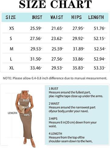IHOT Women's 2024 Summer Bodycon Maxi Dress Square Neck Sleeveless Side Slit Ribbed Knited Long Tank Dress in Saudi Arabia