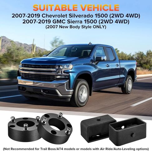 BDFHYK 3" Front and 3" Rear Leveling Lift Kits Compatible with Chevrolet Silverado 1500 & GMC Sierra 1500, Suspension Lift Kit Set for 2007-2019 Silverado 1500 2WD 4WD, for GMC Sierra 1500 2WD 4WD in Saudi Arabia