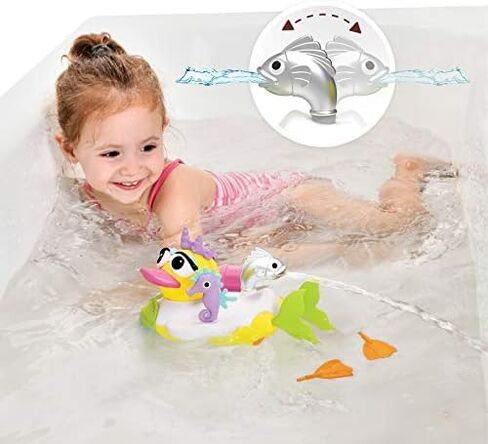 لعبة حمام حورية البحر من يوكيدو جيت داك مع مسدس مياه يعمل بالطاقة - التطور الحسي ومتعة وقت الاستحمام للأطفال - لعبة حمام تعمل بالبطارية مع 15 قطعة - للأعمار من عامين فما فوق in Kuwait