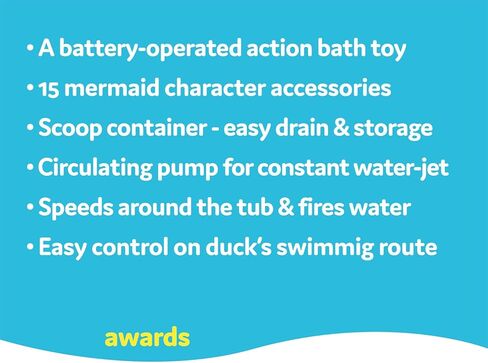 لعبة حمام حورية البحر من يوكيدو جيت داك مع مسدس مياه يعمل بالطاقة - التطور الحسي ومتعة وقت الاستحمام للأطفال - لعبة حمام تعمل بالبطارية مع 15 قطعة - للأعمار من عامين فما فوق in Kuwait