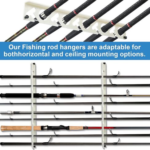 Fishing Rod Rack Fishing Pole Holders for Garage Wall or Ceiling Fishing Rod/Pole Rack Holder Storage Hook Holds up to 10 Fishing Rods Wall Mounted for Garage Cabin and Basement in Saudi Arabia