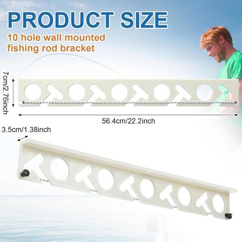 Fishing Rod Rack Fishing Pole Holders for Garage Wall or Ceiling Fishing Rod/Pole Rack Holder Storage Hook Holds up to 10 Fishing Rods Wall Mounted for Garage Cabin and Basement in Saudi Arabia