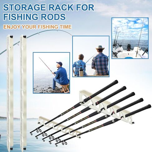 Fishing Rod Rack Fishing Pole Holders for Garage Wall or Ceiling Fishing Rod/Pole Rack Holder Storage Hook Holds up to 10 Fishing Rods Wall Mounted for Garage Cabin and Basement in Saudi Arabia