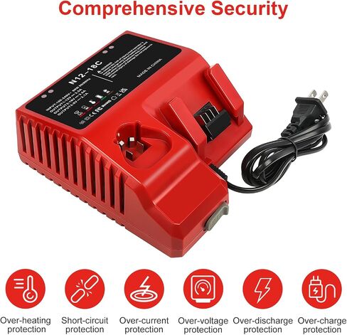 Replacement for Milwaukee 12V 18V Charger 48-11-2420 48-11-2440 48-11-1815 48-11-1820 48-11-1840 48-11-1850 48-11-2401 48-11-1890 Lithium Battery Charger in Saudi Arabia