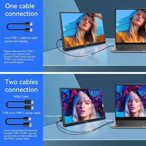 14" FHD Portable Monitor Kickstand, Laptop Monitor with IPS HDR 1920X1080 Eye Care Travel Monitor Screen USB Type C Monitor, Dual Speaker HDMI Type-C VESA for Laptop PC in Saudi Arabia