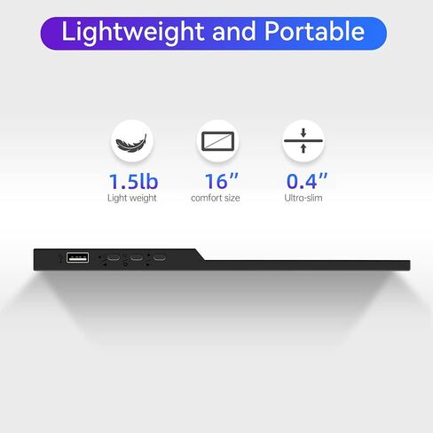 14" FHD Portable Monitor Kickstand, Laptop Monitor with IPS HDR 1920X1080 Eye Care Travel Monitor Screen USB Type C Monitor, Dual Speaker HDMI Type-C VESA for Laptop PC in Saudi Arabia