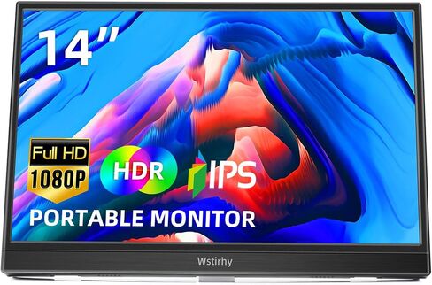14" FHD Portable Monitor Kickstand, Laptop Monitor with IPS HDR 1920X1080 Eye Care Travel Monitor Screen USB Type C Monitor, Dual Speaker HDMI Type-C VESA for Laptop PC in Saudi Arabia
