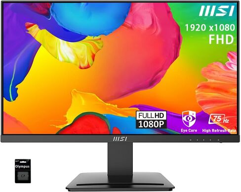 شاشة MSI الجديدة مقاس 24 بوصة، شاشات كمبيوتر مكتبية للأعمال، 1920 × 1080 (FHD) SRGB 105% LED، معدل تحديث 75 هرتز، شاشة مضادة للتوهج، قابلة للتركيب، بدون إطار، HDMI، VGA-أسود (سلسلة Pro MP241) in Saudi Arabia
