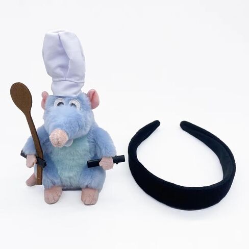 Women Remy Ratatouille Plush Toy Headbands, Cute Mouse Cartoon Animal Headband Cosplay Props Halloween Costume Headwear in Saudi Arabia
