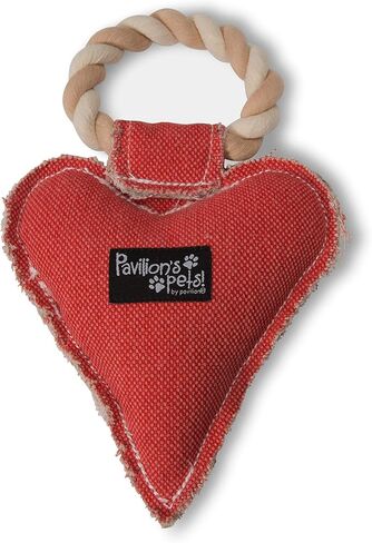 Pavilion Gift Company 45611 Pavilion's Pets-Red Heart Shaped Canvas and Rope Dog Squeaky Toy-Love is a Four Legged Word in Saudi Arabia