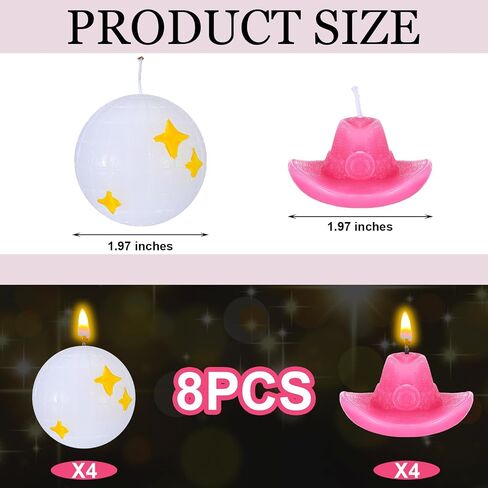 8 Pack Disco Ball and Cowgirl Hat Candles Western Cowgirl Candle Gifts Natural Soy Wax Novelty Shaped Candles for Western Home Room Decorations in Saudi Arabia