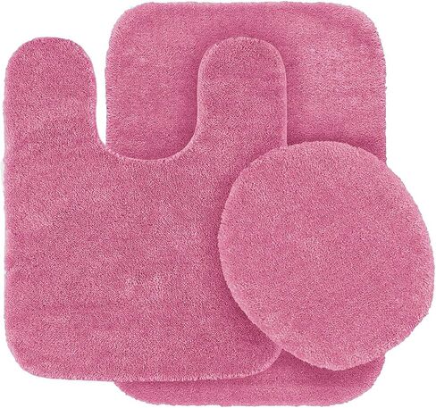 Mk Home LLC Collection 3 Piece Bathroom Rug Set Bath Rug, Contour Mat & Lid Cover Non-Slip with Rubber Backing Solid New (Hunter Green) in Saudi Arabia