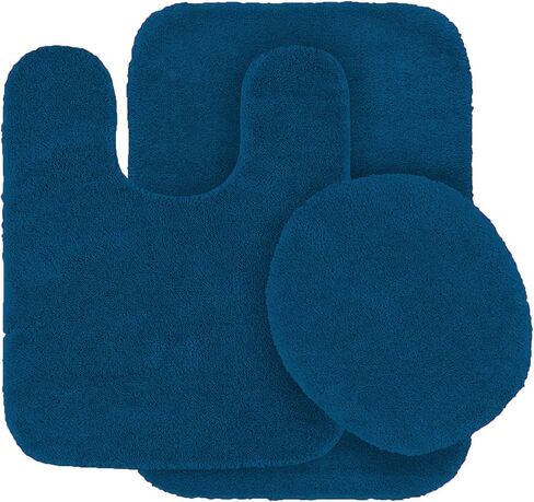 Mk Home LLC Collection 3 Piece Bathroom Rug Set Bath Rug, Contour Mat & Lid Cover Non-Slip with Rubber Backing Solid New (Hunter Green) in Saudi Arabia
