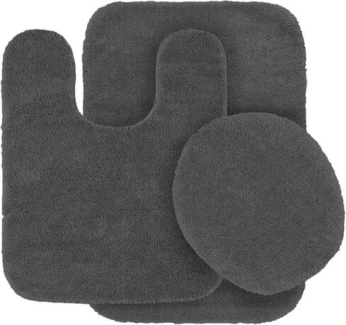 Mk Home LLC Collection 3 Piece Bathroom Rug Set Bath Rug, Contour Mat & Lid Cover Non-Slip with Rubber Backing Solid New (Hunter Green) in Saudi Arabia
