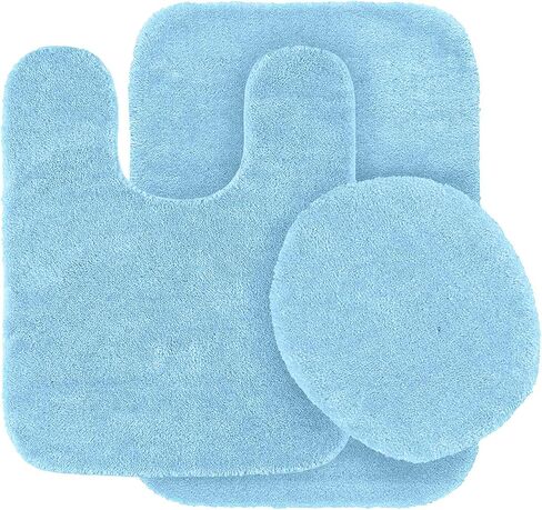 Mk Home LLC Collection 3 Piece Bathroom Rug Set Bath Rug, Contour Mat & Lid Cover Non-Slip with Rubber Backing Solid New (Hunter Green) in Saudi Arabia