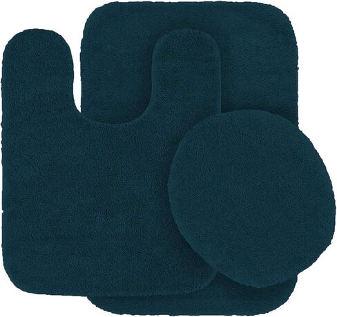 Mk Home LLC Collection 3 Piece Bathroom Rug Set Bath Rug, Contour Mat & Lid Cover Non-Slip with Rubber Backing Solid New (Hunter Green) in Saudi Arabia