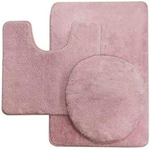 Mk Home LLC Collection 3 Piece Bathroom Rug Set Bath Rug, Contour Mat & Lid Cover Non-Slip with Rubber Backing Solid New (Hunter Green) in Saudi Arabia