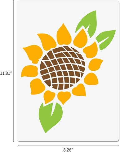 Sunflower Stencils, 2 Packs Flower Stencils Painting on Wood, A4 Mylar Reusable Stencils Porch Sign Stencil DIY Craft Templates for Scrapbook Furniture 8.3"x11.7" in Saudi Arabia