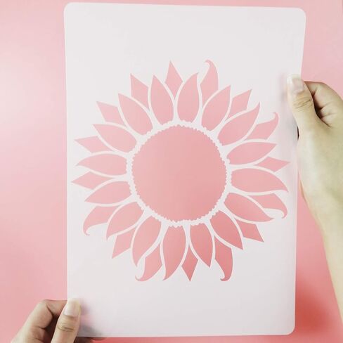 Sunflower Stencils, 2 Packs Flower Stencils Painting on Wood, A4 Mylar Reusable Stencils Porch Sign Stencil DIY Craft Templates for Scrapbook Furniture 8.3"x11.7" in Saudi Arabia