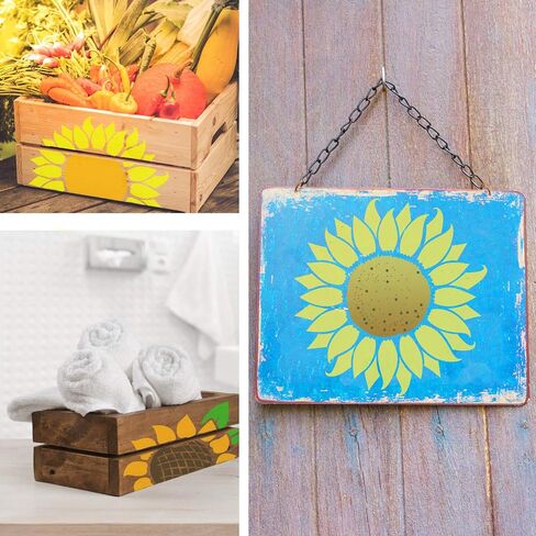 Sunflower Stencils, 2 Packs Flower Stencils Painting on Wood, A4 Mylar Reusable Stencils Porch Sign Stencil DIY Craft Templates for Scrapbook Furniture 8.3"x11.7" in Saudi Arabia