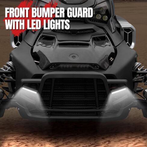 Front Bumper Guard with LED Lights for Can Am Ryker 600, 900, Rally All Models, A & UTV PRO Front Vehicle Protection Brush Guard Protector with LED Accent Light Accessories, Replace OEM # 219401108 in Saudi Arabia