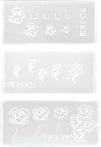 3Pcs 3D Nail Art Molds, Mini Size Silicone Carving Mold, Rose Flower Template Acrylic Gel Resin Mold for Jewelry Pendant Making, DIY Nail Tools Handmade Craft Resin Mold Women Nail Accessories in Saudi Arabia