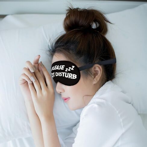 Please Do Not Disturb Funny Eye Mask for Women Man, Black Silk Sleep Mask Blackout Eye Mask for Sleeping Travel Nap Meditation, Adjustable Straps Soft Lightweight Blindfold Sleeping Eye Cover in Kuwait